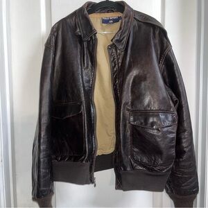 Polo by Ralph Lauren Dark Brown Leather Bomber Jacket